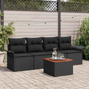 vidaXL Garden Sofa Set with cushions 5 pcs Black poly rattan
