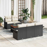 vidaXL Tuinbank Set met kussen 6 pcs Zwart poly rattan
