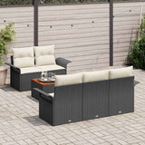 vidaXL Tuinbank Set met kussen 6 pcs Zwart poly rattan