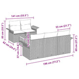 vidaXL Tuinbank Set met kussen 6 pcs Zwart poly rattan