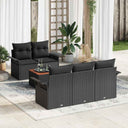 vidaXL Tuinbank Set met kussen 6 pcs Zwart poly rattan