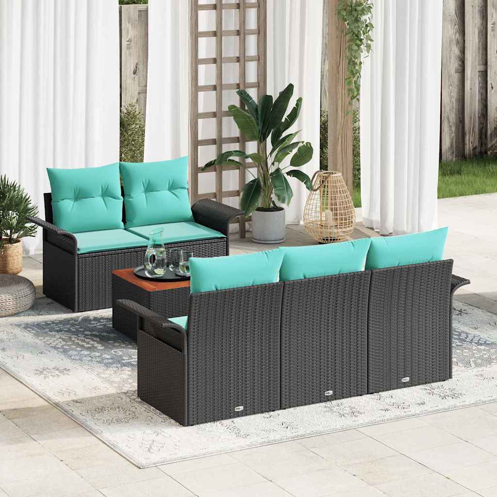 vidaXL Tuinbank Set met kussen 6 pcs Grijs poly rattan