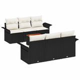 vidaXL Tuinbank Set met kussen 7 pcs Zwart poly rattan