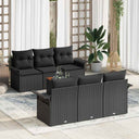 vidaXL Tuinbank Set met kussen 7 pcs Zwart poly rattan