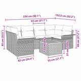 vidaXL Garden Sofa Set with cushions 7 pcs Black poly rattan