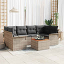 vidaXL Garden Sofa Set with cushions 7 pcs Black poly rattan