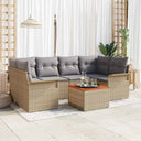 vidaXL Garden Sofa Set with cushions 7 pcs Black poly rattan