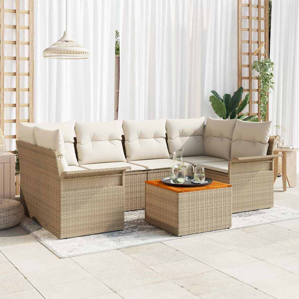 vidaXL Garden Sofa Set with cushions 7 pcs Black poly rattan