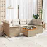 vidaXL Garden Sofa Set with cushions 7 pcs Black poly rattan