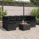 vidaXL Garden Sofa Set with cushions 7 pcs Black poly rattan