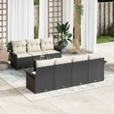 vidaXL Tuinbank Set met kussen 8 pcs Zwart poly rattan