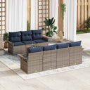 vidaXL Tuinbank Set met kussen 8 pcs Grijs poly rattan