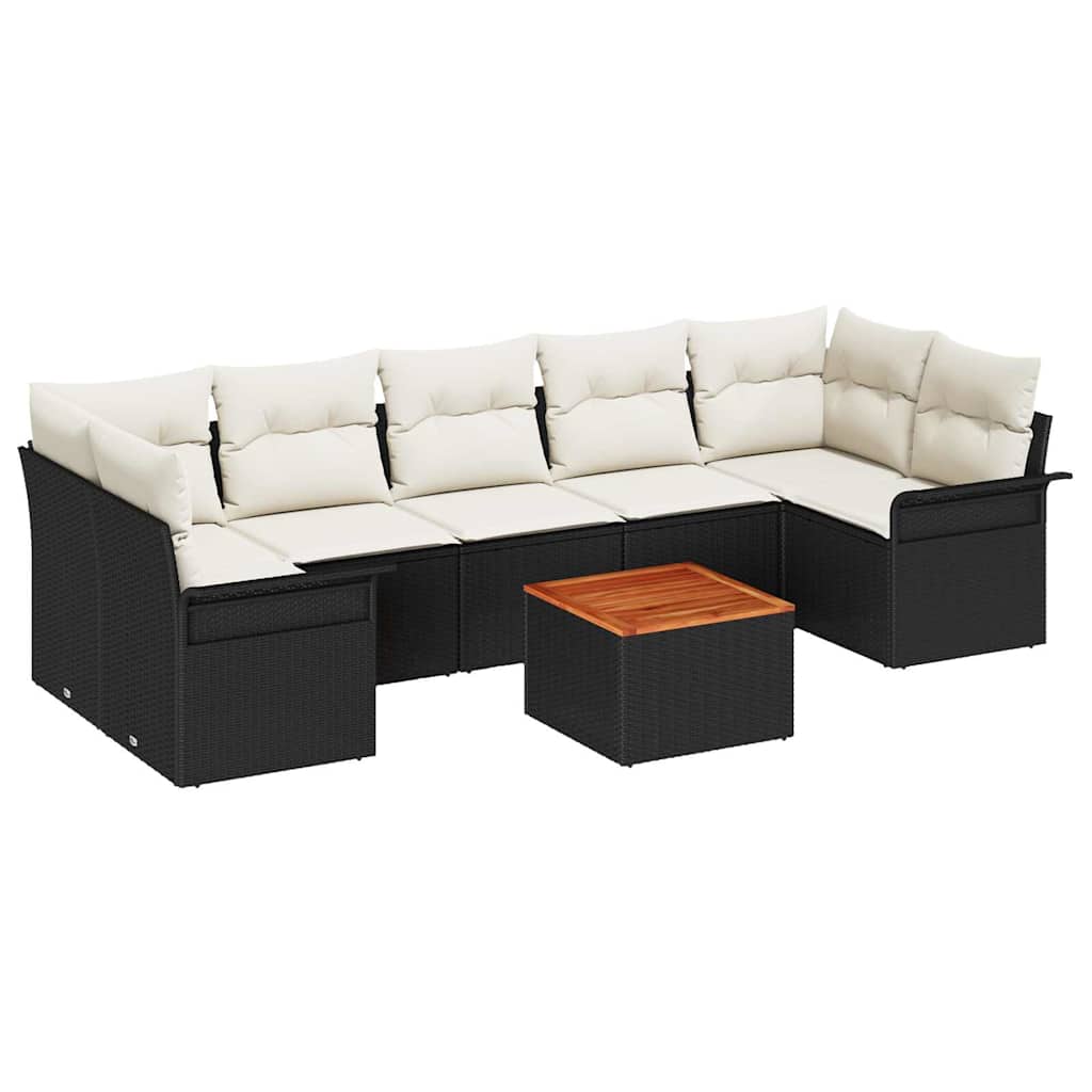 vidaXL Garden Sofa Set with cushions 8 pcs Black poly rattan