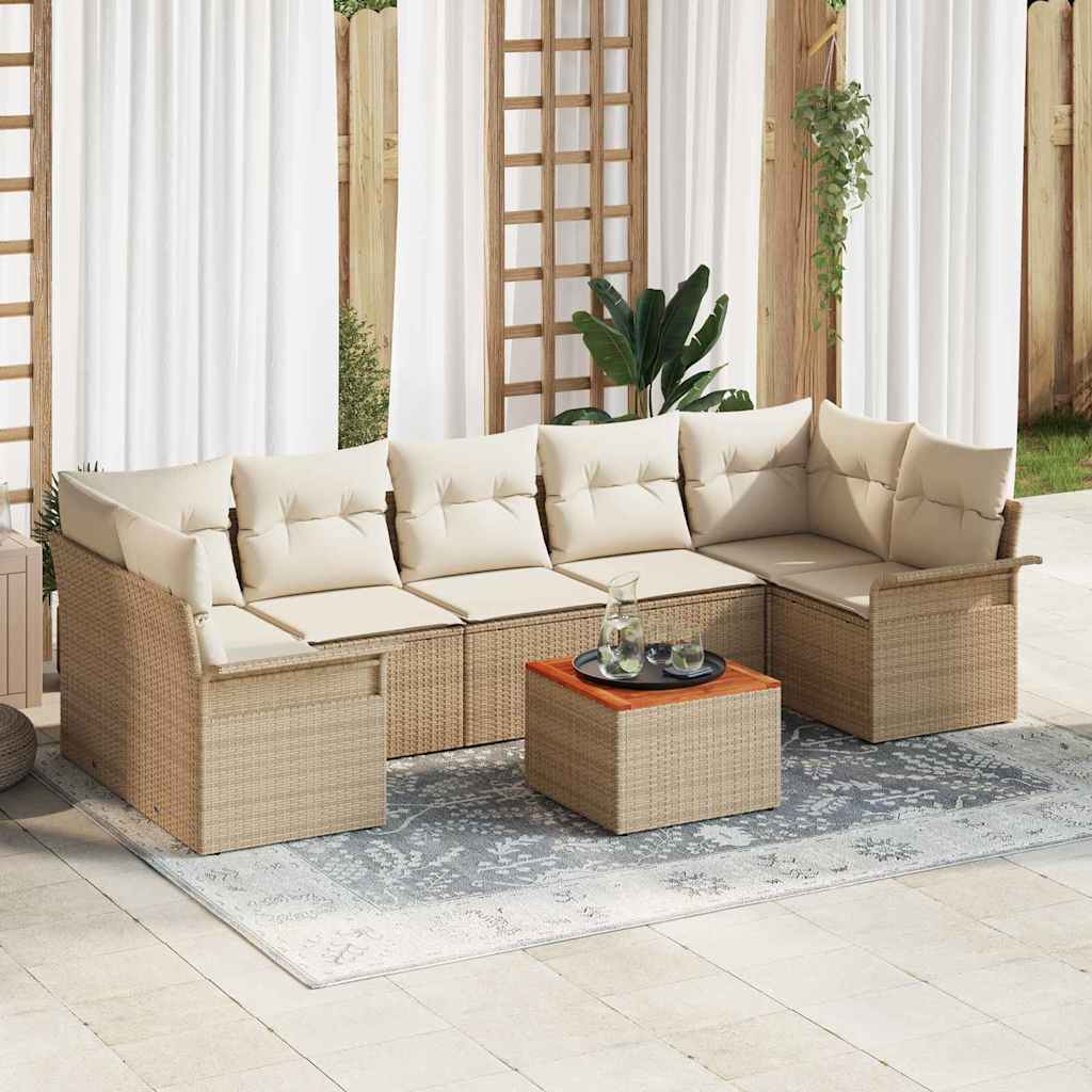 vidaXL Garden Sofa Set with cushions 8 pcs Black poly rattan