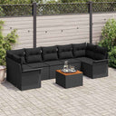 vidaXL Garden Sofa Set with cushions 8 pcs Black poly rattan
