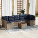 vidaXL Tuinbank Set met kussen 8 pcs Grijs poly rattan