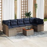 vidaXL Tuinbank Set met kussen 8 pcs Grijs poly rattan