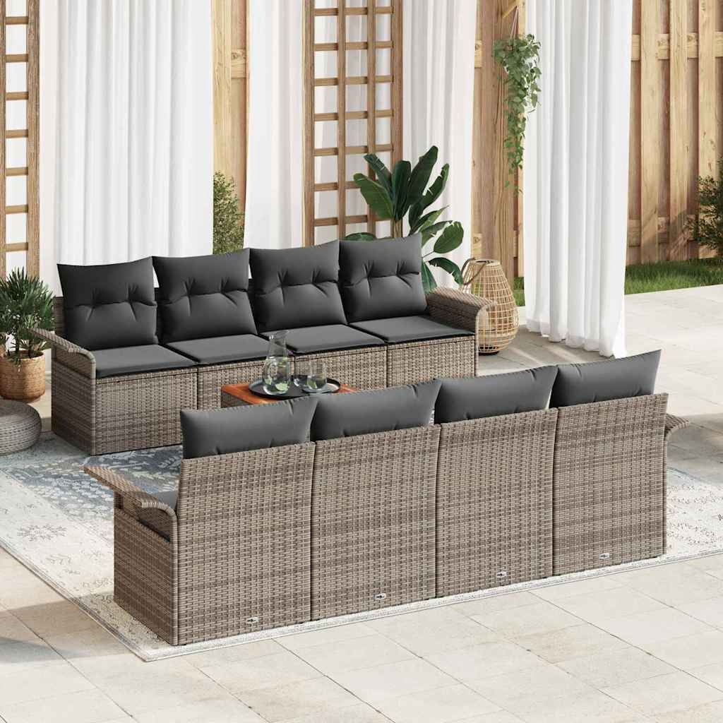 vidaXL Garden Sofa Set with cushions 9 pcs Black poly rattan
