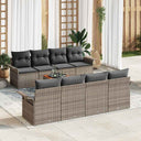 vidaXL Garden Sofa Set with cushions 9 pcs Black poly rattan