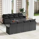 vidaXL Garden Sofa Set with cushions 9 pcs Black poly rattan