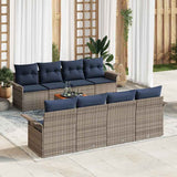 vidaXL Tuinbank Set met kussen 9 pcs Grijs poly rattan