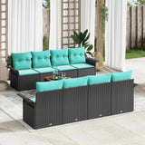 vidaXL Tuinbank Set met kussen 9 pcs Grijs poly rattan