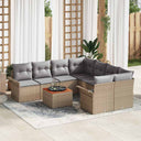 vidaXL Tuinbank Set met kussen 9 pcs Zwart poly rattan