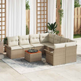 vidaXL Tuinbank Set met kussen 9 pcs Zwart poly rattan