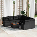 vidaXL Tuinbank Set met kussen 9 pcs Zwart poly rattan