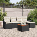 vidaXL Tuinbank Set met kussen 6 pcs Zwart poly rattan