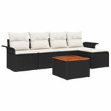 vidaXL Tuinbank Set met kussen 6 pcs Zwart poly rattan