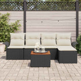 vidaXL Tuinbank Set met kussen 6 pcs Zwart poly rattan