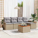 vidaXL Tuinbank Set met kussen 6 pcs Zwart poly rattan