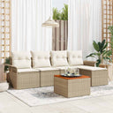 vidaXL Tuinbank Set met kussen 6 pcs Zwart poly rattan