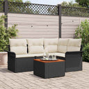 vidaXL Tuinbank Set met kussen 5 pcs Zwart poly rattan