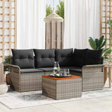 vidaXL Tuinbank Set met kussen 5 pcs Zwart poly rattan