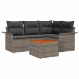 vidaXL Tuinbank Set met kussen 5 pcs Zwart poly rattan