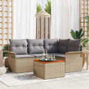 vidaXL Tuinbank Set met kussen 5 pcs Zwart poly rattan