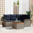 vidaXL Garden Bench Set with Cushion 5 pcs Grey poly rattan