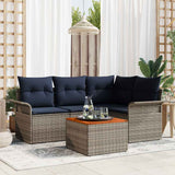vidaXL Garden Bench Set with Cushion 5 pcs Grey poly rattan