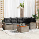 vidaXL Tuinbank Set met kussen 6 pcs Zwart poly rattan