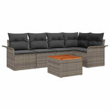 vidaXL Tuinbank Set met kussen 6 pcs Zwart poly rattan