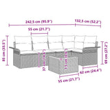 vidaXL Tuinbank Set met kussen 6 pcs Zwart poly rattan