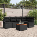 vidaXL Tuinbank Set met kussen 6 pcs Zwart poly rattan