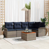 vidaXL Garden Sofa Set with cushions 6 pcs Grey poly rattan