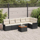 vidaXL Garden Sofa Set with cushions 7 pcs Black poly rattan