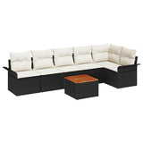 vidaXL Garden Sofa Set with cushions 7 pcs Black poly rattan