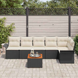 vidaXL Garden Sofa Set with cushions 7 pcs Black poly rattan
