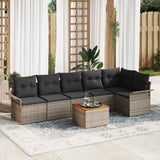 vidaXL Garden Sofa Set with cushions 7 pcs Black poly rattan