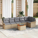 vidaXL Garden Sofa Set with cushions 7 pcs Black poly rattan